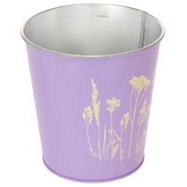 Product Round pastel-colored flower pot with floral motif for houseplants, 12cm, 3 pieces