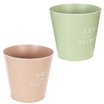Product Round Zinc Planters in Pastel Colours - Set of 2 (22cm)