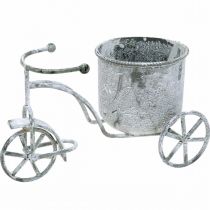 Flower pot bicycle metal vintage white washed 24 × 13 × 14cm