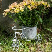 Flower pot bicycle metal vintage white washed 24 × 13 × 14cm