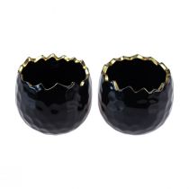 Product Ceramic egg-shaped flower pot, black, Ø10cm, H8cm, 2 pieces