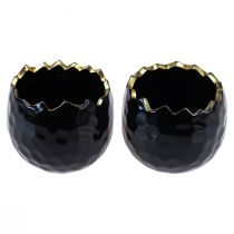 Product Flowerpot Ceramic Egg Black Plant Pot Black Ø12cm 2pcs