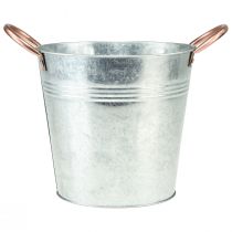 Product Flower pot with handles metal decorative bucket Ø16cm H15cm