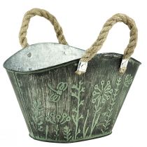 Product Flower pot with handles bag metal jute 19×13.5×13.5cm