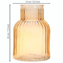 Product Flower vase glass in orange retro grooves Ø13.5cm H20cm