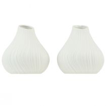 Product Flower vase ceramic onion shape white Ø13cm H13.5cm 2pcs