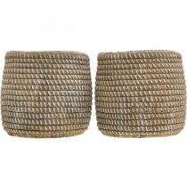 Product Boho flower pot cachepot ceramic braided look Ø9cm H10.5cm 2pcs