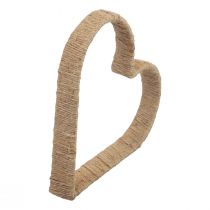 Product Boho style, heart metal ring decoration jute ribbon 30cm