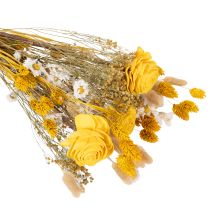Product Dried flower bouquet with roses made of Sola wood. Elegant bouquet for natural home decoration. 50cm