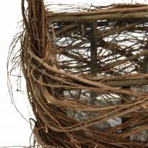 Decorative wicker basket with handle Easter basket brown H36.5cm H45cm set of 2