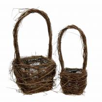 Decorative wicker basket with handle Easter basket brown H36.5cm H45cm set of 2