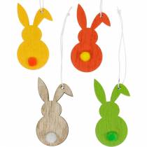 Colorful Easter bunny hanger wooden Easter decoration 12pcs