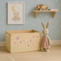 Product Small Wooden Box Flowers and Butterflies Wood 30×18cm