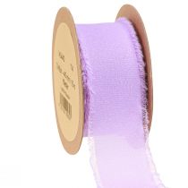 Product Chiffon ribbon lilac fabric ribbon with fringes chiffon 40mm 15m