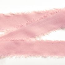 Product Chiffon ribbon pink fabric ribbon with fringes 40mm 15m