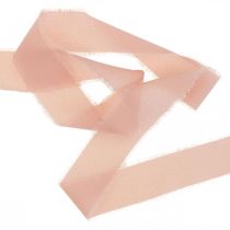 Product Chiffon ribbon pink fabric ribbon with fringes 40mm 15m