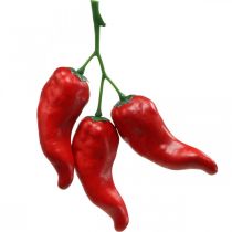 Red chili peppers deco food dummy 9cm 3pcs on branch