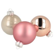 Product Christmas tree ball glass pink grey Ø60mm 24 pcs