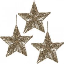 Christmas tree decorations, Advent decorations, star pendant Golden B20.5cm 6pcs