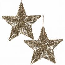 Christmas tree decorations, Advent decorations, star pendant Golden B25.5cm 4pcs