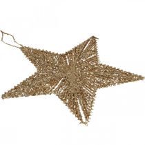 Product Christmas tree decorations, Advent decoration, star pendant golden W20.5cm 6 pieces