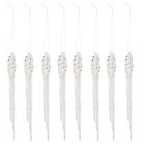 Product Christmas tree decoration icicle decoration clear silver 15cm 8pcs