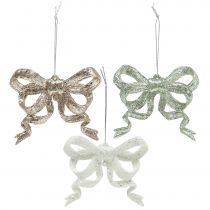 Product Christmas tree decoration loop 9cm with glitter 12pcs