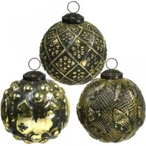Vintage Christmas balls glass balls gold Ø9.5cm 6pcs