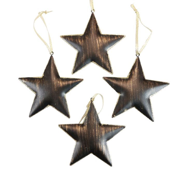 Product Christmas tree decorations decorative star metal black gold Ø11cm 4pcs