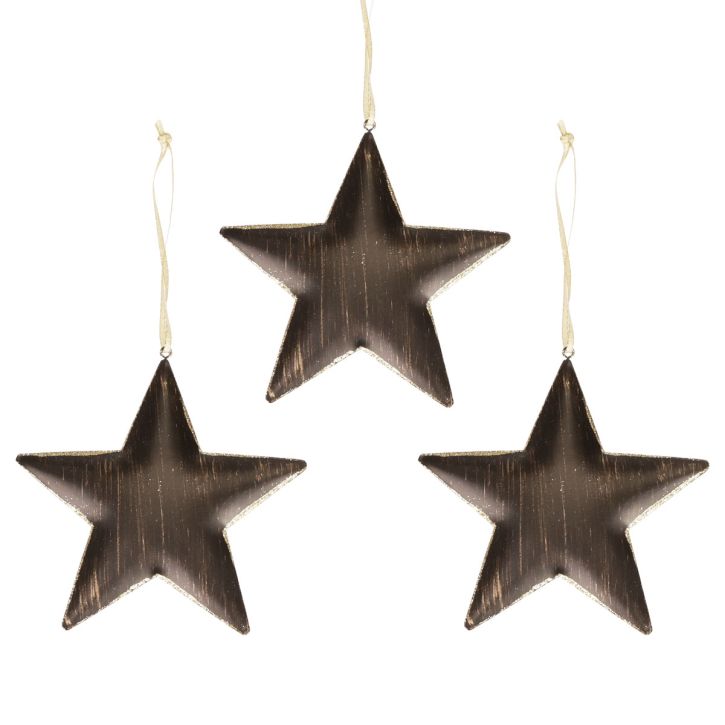 Product Christmas tree decoration decoration star metal black gold Ø15cm 3pcs