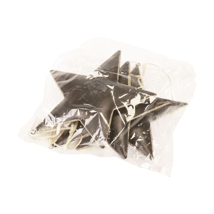 Product Christmas tree decoration star metal black gold Ø15cm 3 pieces