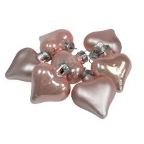 Product Mini glass hearts pink 4cm 12 pcs