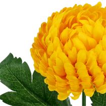 Product Chrysanthemum Yellow Silk Flowers Ø7cm L18cm 4pcs