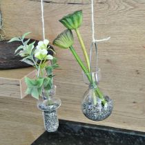 Mini glass vases for hanging bracket bulbous H11/11.5cm set of 2
