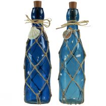 Product Glass bottle maritime blue bottles with LED H28cm 2pcs