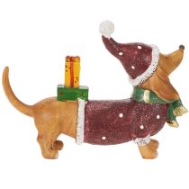 Product Decorative dachshund figurine with gift package and hat, 18cm