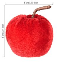 Product Decorative apples fabric autumn decoration velvet red Ø5cm H6cm 12 pcs