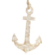 Product Decorative anchor wood white wiped wooden anchor for hanging 30.5cm