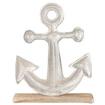 Product Decorative anchor, metal and wood in natural silver, 25.5x5.5x31cm