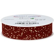 Product Decorative ribbon dark red with golden speckles 15mm 20m