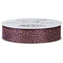 Product Decorative ribbon purple with golden dots, dimensionally stable, 25mm, 20m