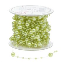 Product Deco ribbon with pearls light green 6mm 15m