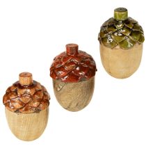 Product Decorative acorns wooden table decoration green orange red H10cm 3 pieces