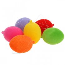 Product Deco eggs flocked colorful 4cm 18pcs