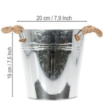Product Decorative bucket flower pot metal with rope handles Ø20cm