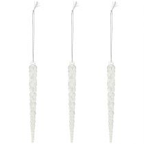 Product Decorative icicles for hanging winter clear glitter 14cm 4pcs