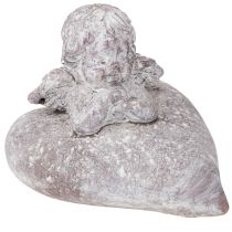 Product Decorative angel on heart figure made of cast stone 15×13.5×12cm