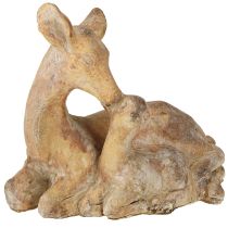 Product Decorative figure deer with fawn cast stone brown white 20×11×17cm