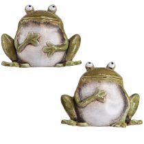 Product Decorative Frog Ceramic Green Brown Vintage L15.5cm 2 pcs