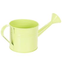 Product Decorative watering can set in pastel salmon, green, yellow-green - metal planter Ø11cm H10cm, 8 pieces